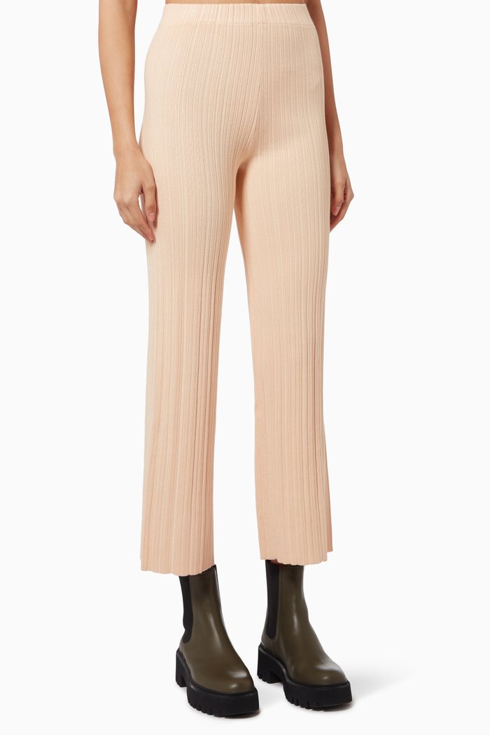 Rib Knit Pants, Pink