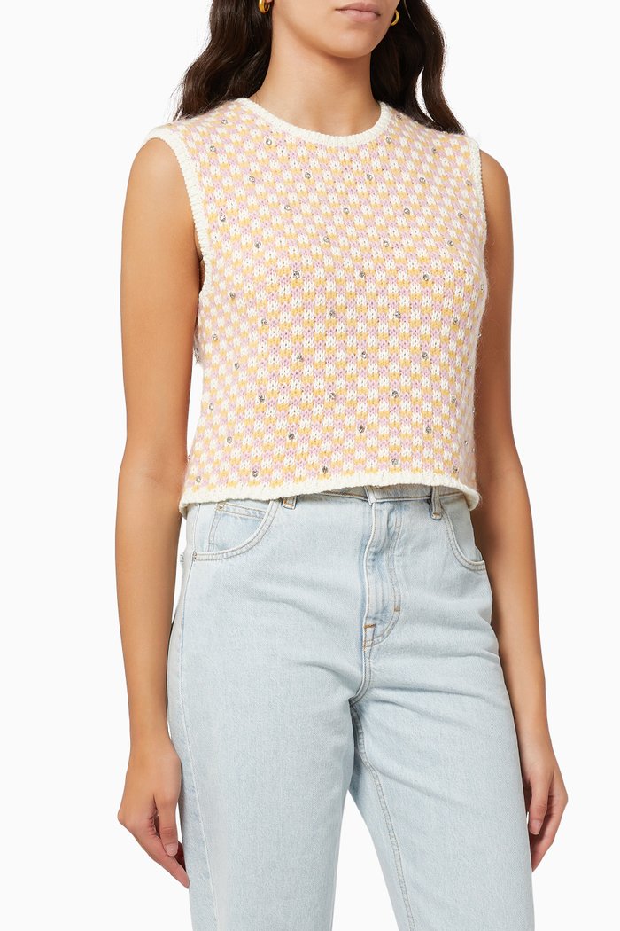 

Crop Top in Checkered Knit, Pink