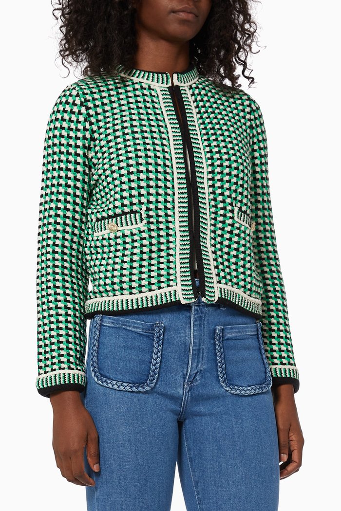 

Decorative Knit Cardigan, Green