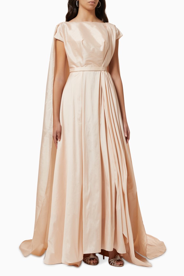 

Cape Gown in Taffeta, Neutral