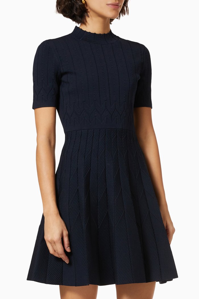 

Reciera Skater Dress in Jacquard Knit, Blue
