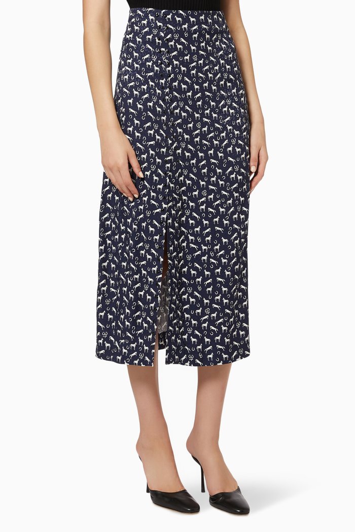 

Judey Midi Skirt in Crepe, Blue