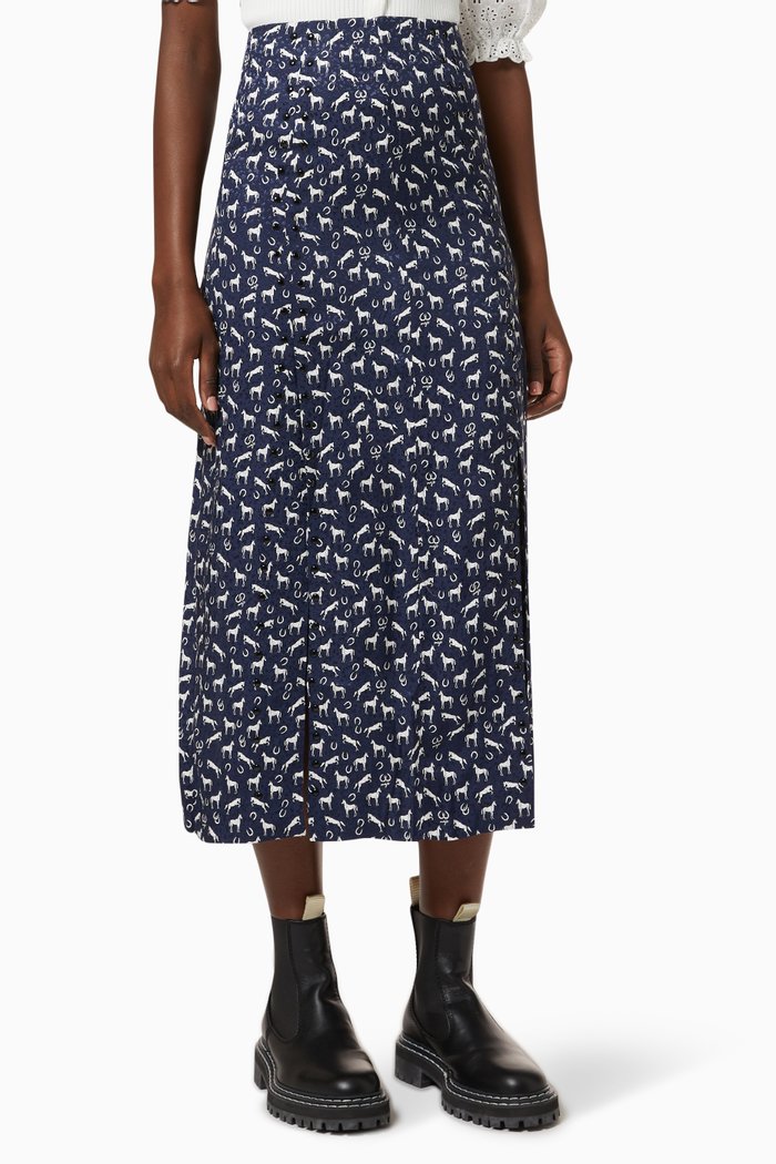 

Judey Midi Skirt in Crepe, Blue