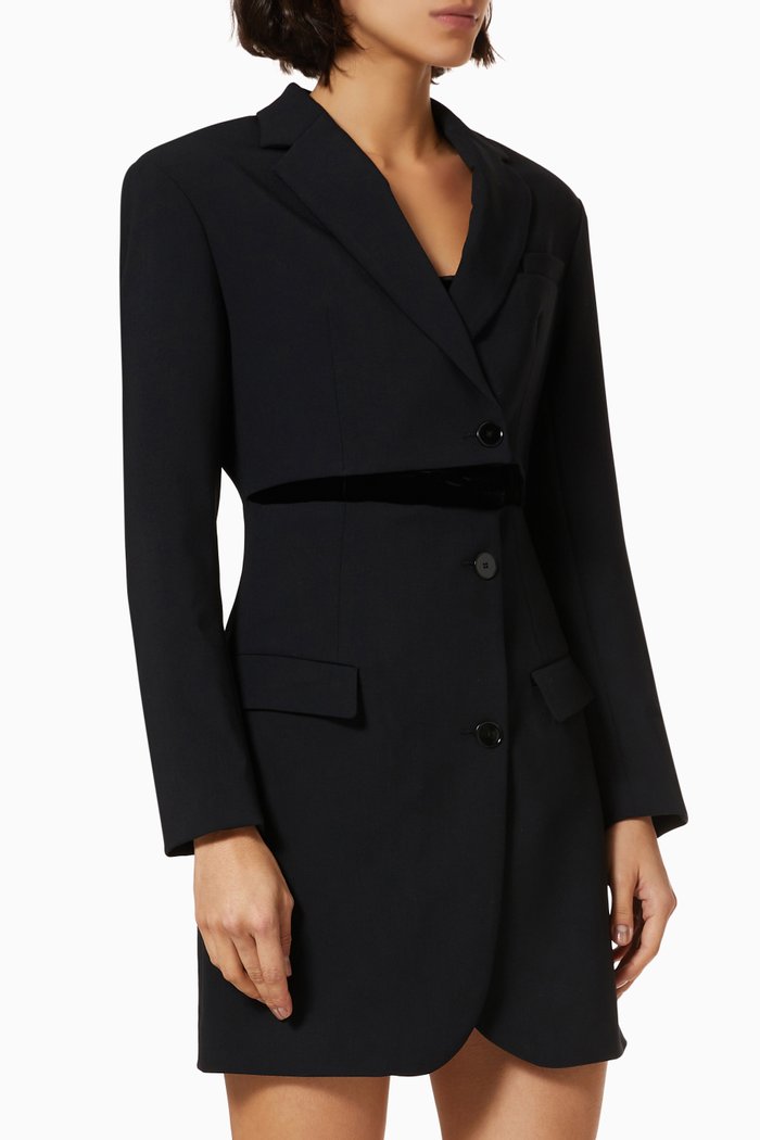 

Panelled Blazer Mini Dress in Crepe, Black