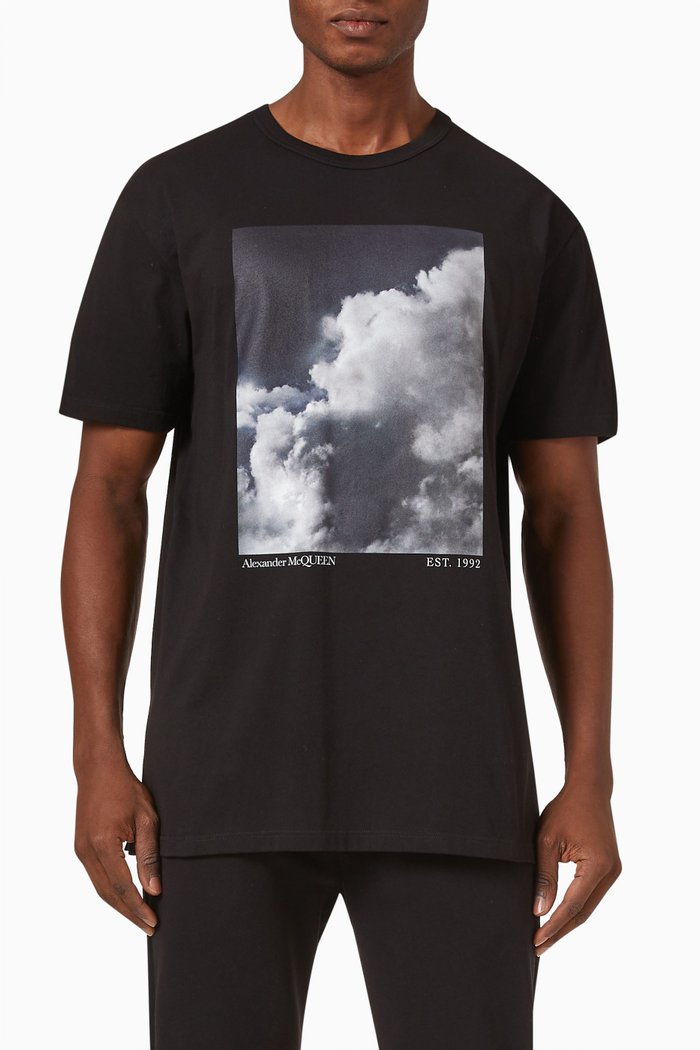 

Sky Print T-shirt in Organic Cotton Jersey, White