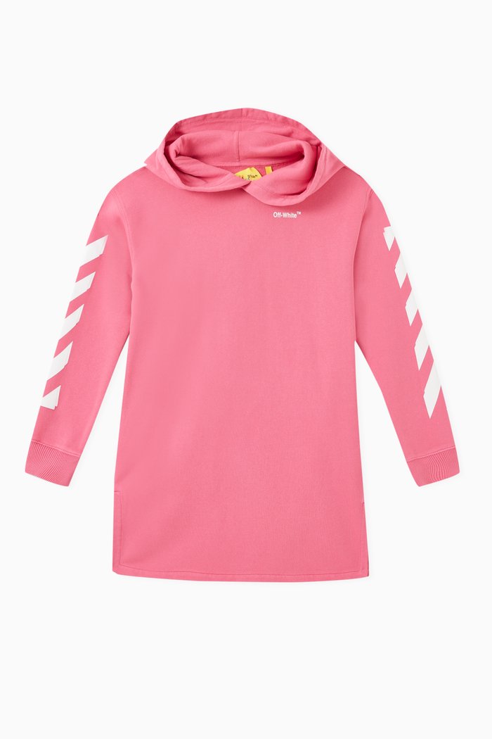 

Logo Hooded Dress in Cotton, Pink