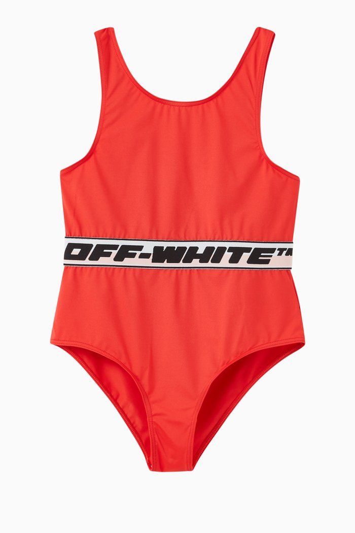

Logo Band One-piece Swimsuit, Red