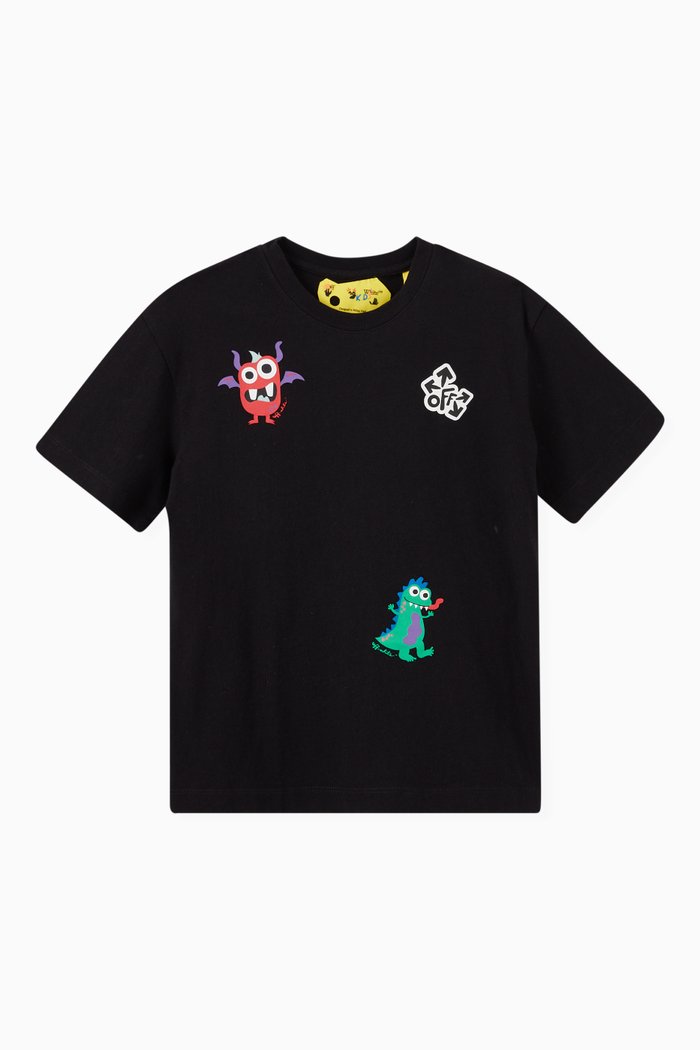 

Monster Logo Print T-shirt in Cotton, Black