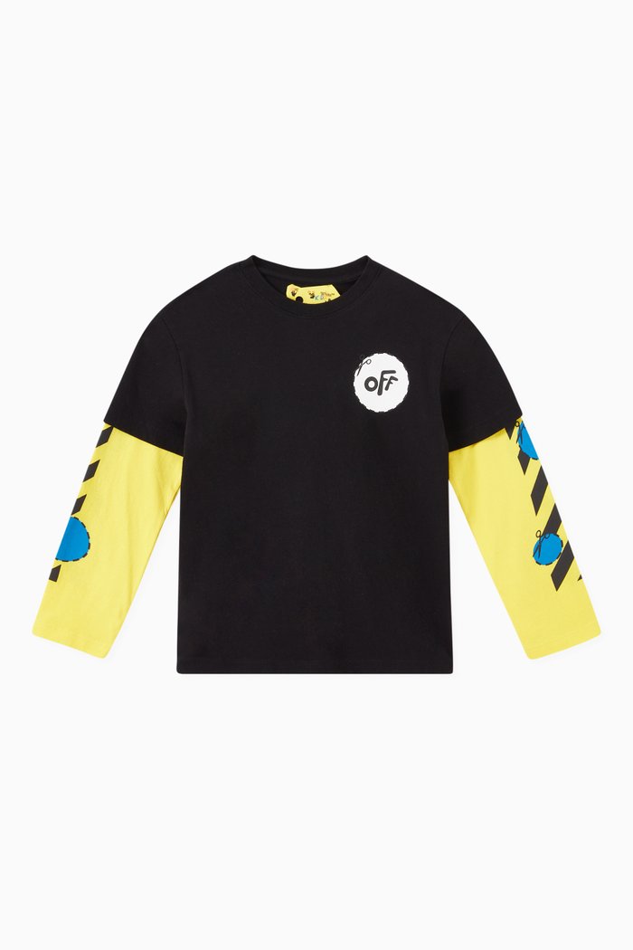 

Contrast Sleeve T-shirt in Cotton, Black
