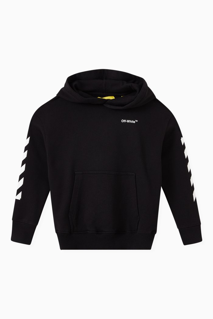 

Diagonal Arrow Hoodie in Cotton Jersey, Black