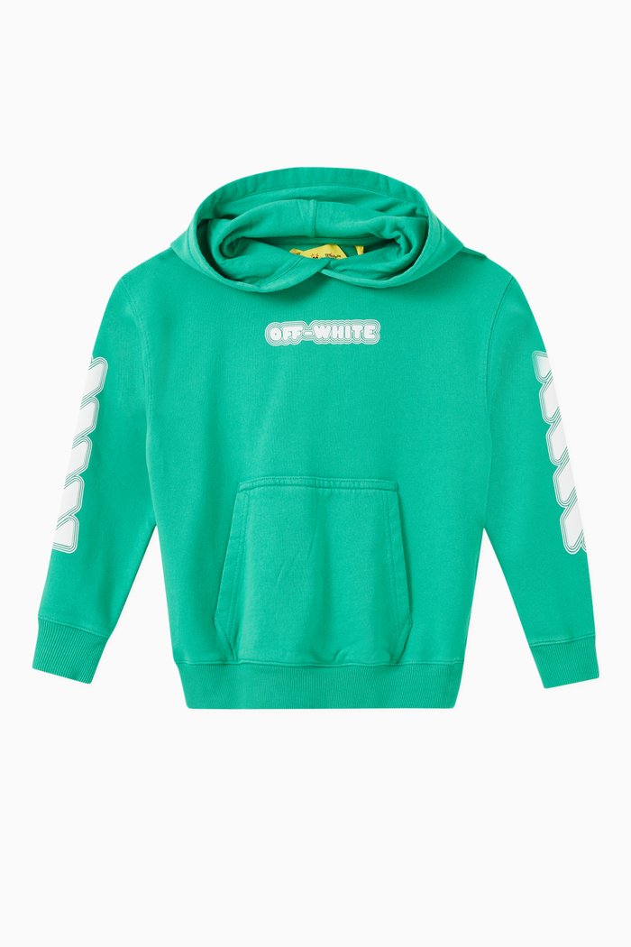 

Rounded Layer Logo Hoodie in Cotton Jersey, Green