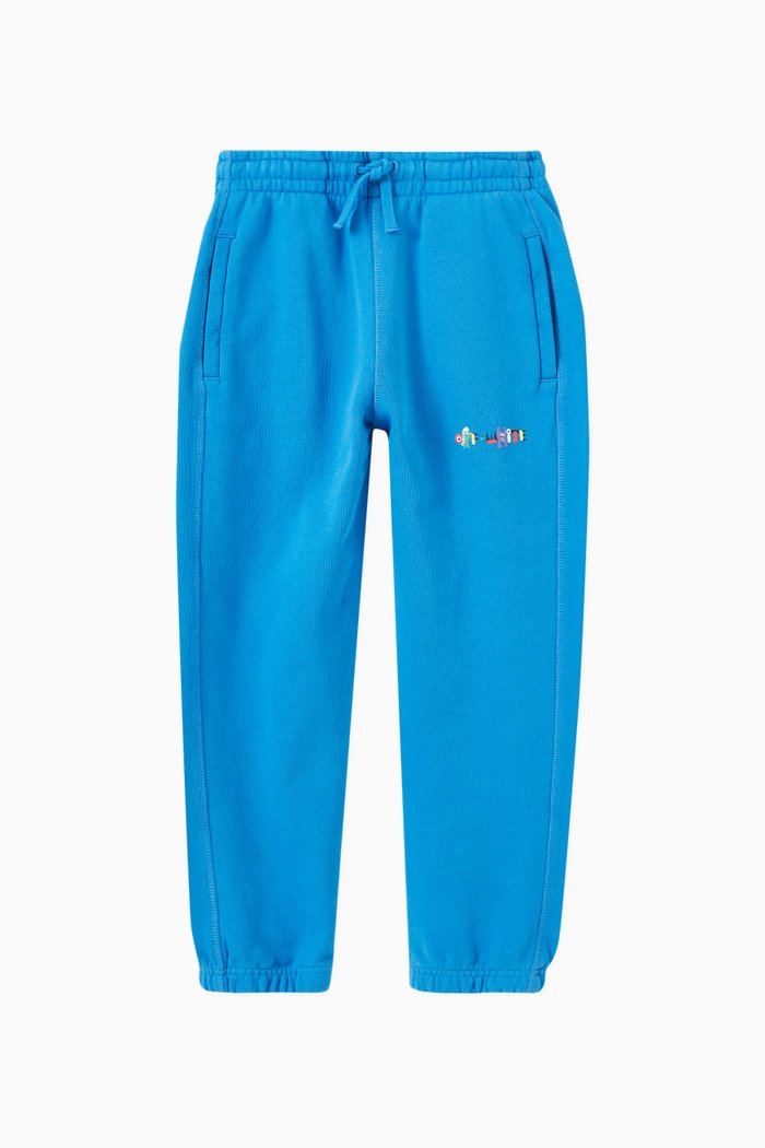 

Monster Motif Track Pants in Cotton, Blue