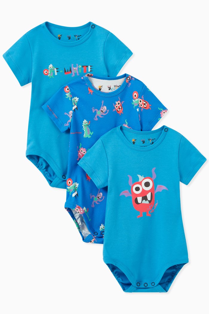 

3-Pack NB1 Monster Bodysuit, Blue