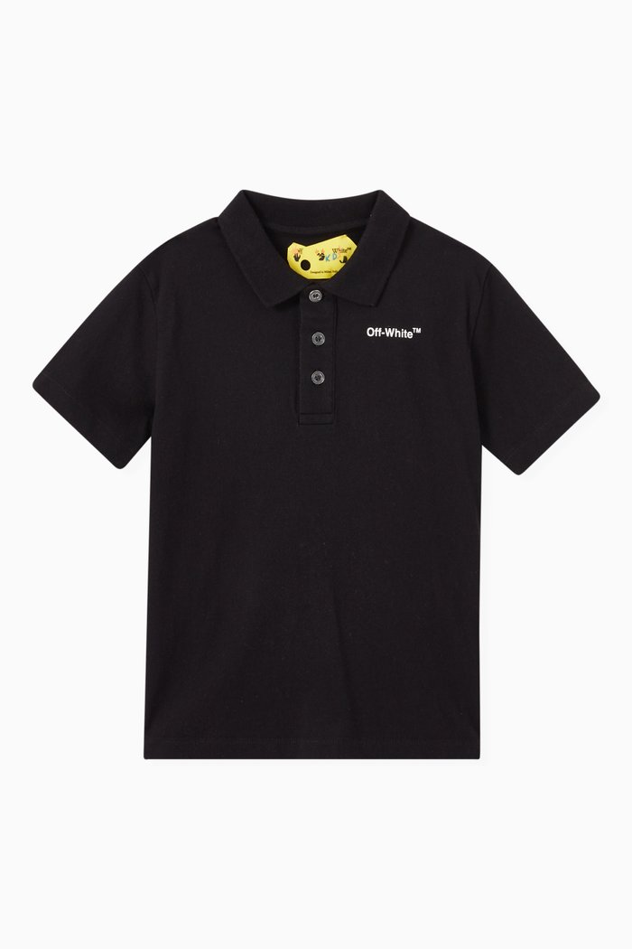Rubber Logo Polo Shirt in Cotton, Black