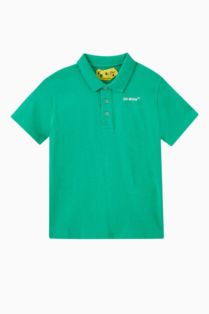 

Logo Print Polo Shirt in Cotton, Green