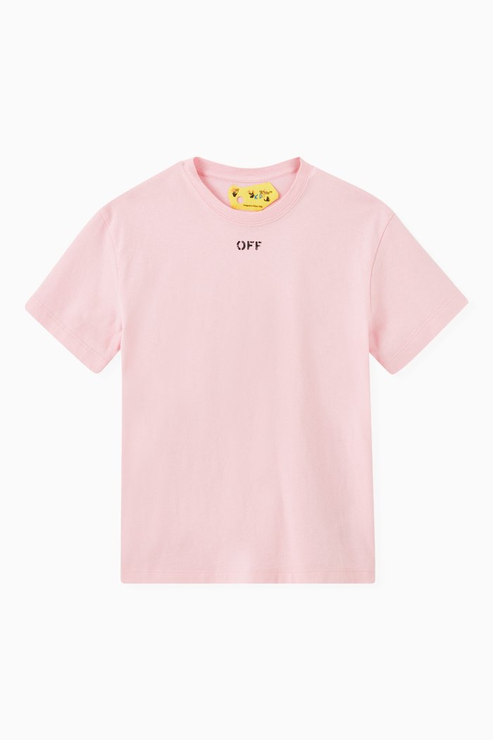 

Logo Stamp T-shirt in Cotton, Pink