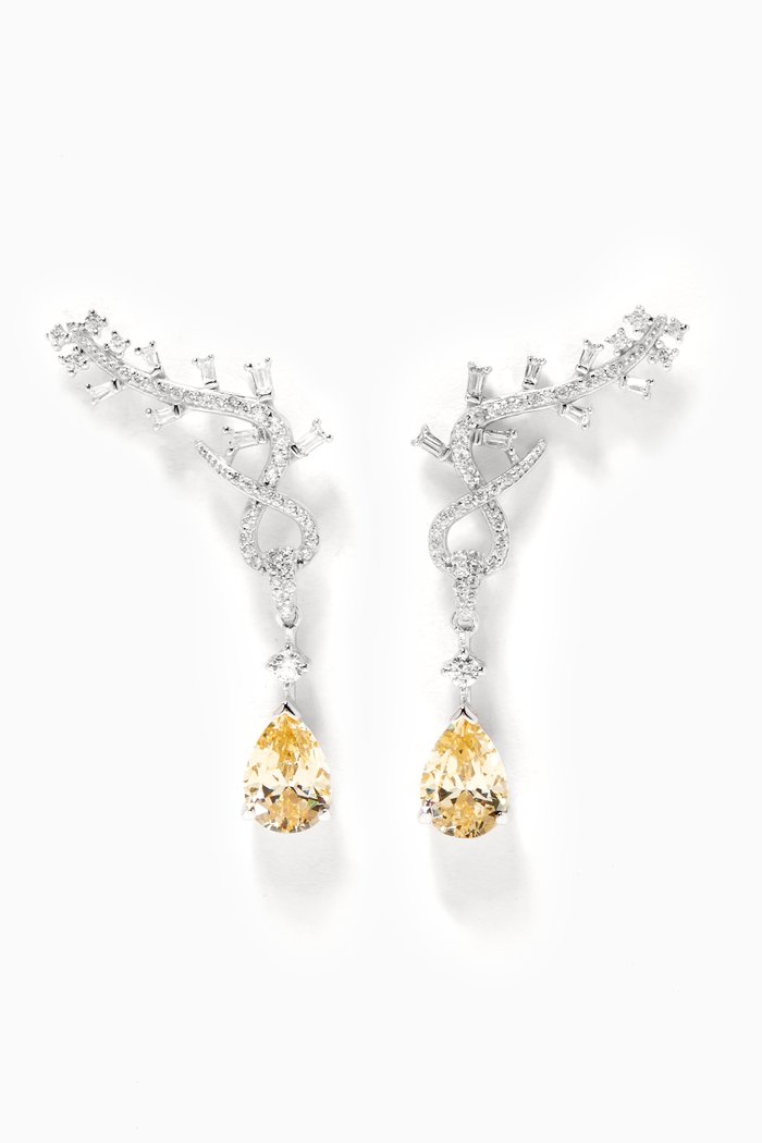 

Pendant Charm Crystal Earrings, Silver