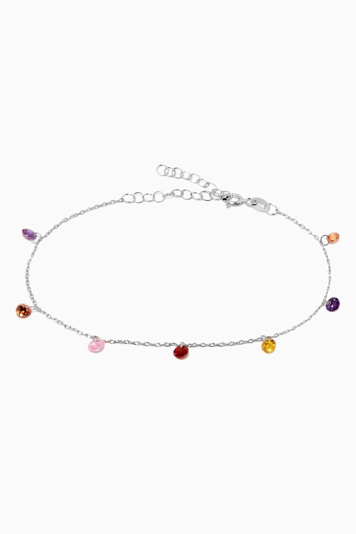 

Multi Crystal Thin Bracelet, Silver