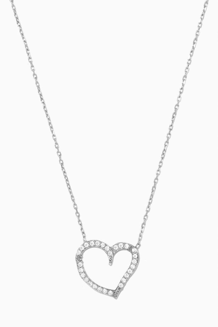 

Heart Crystal Necklace, Silver