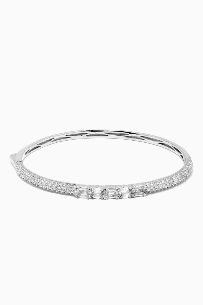 

Crystal Thin Bangle, Silver
