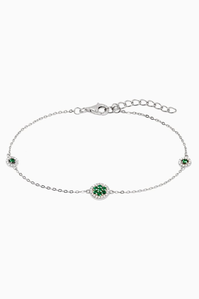 

Emerald Stone Thin Bracelet, Green