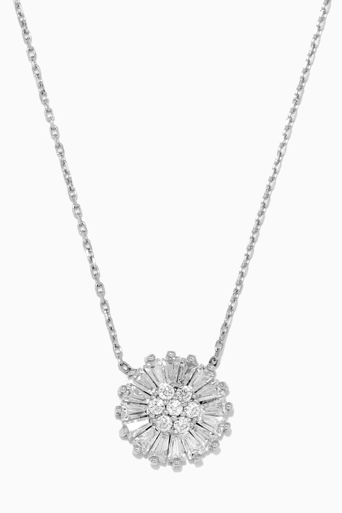 

Baguette Crystal Necklace, Silver