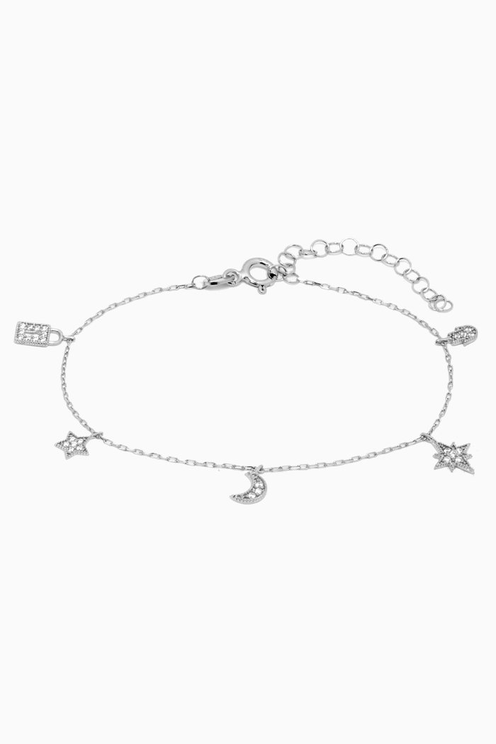 

Charm Crystal Bracelet, Silver