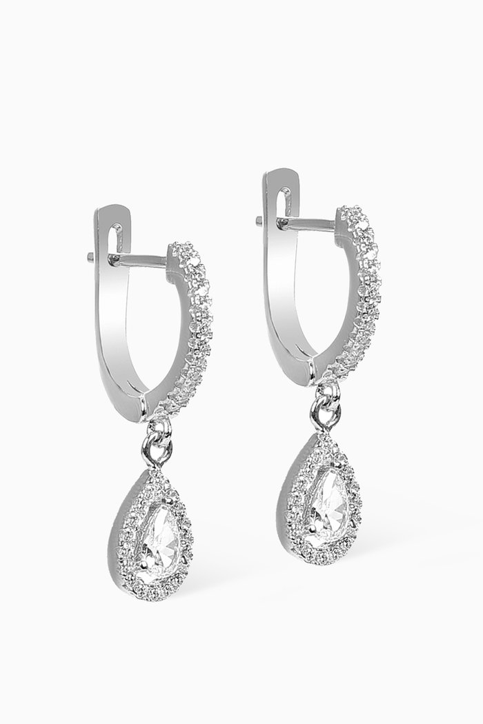

Water Drop Hoop Earrings, Silver