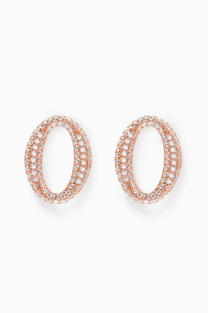 

Circle Stone Earrings, Rose gold