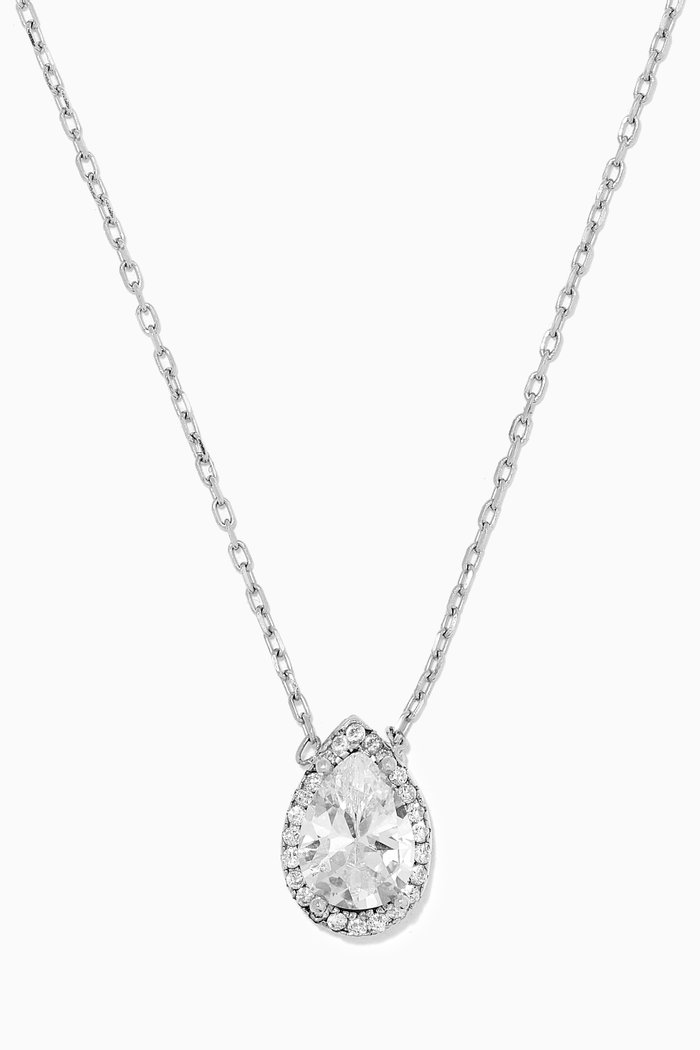 

Drop Stone Necklace, Silver