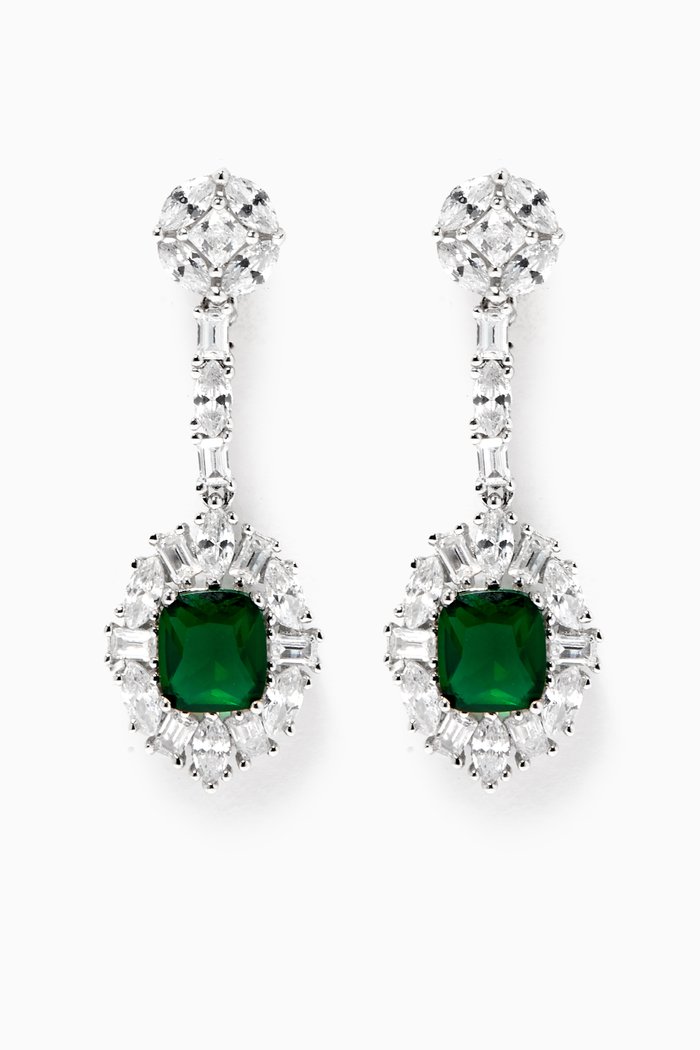 

Emerald Pendant Drop Earrings, Green