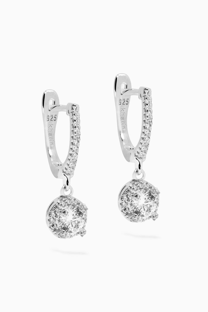 

Crystal Pendant Drop Earrings, Silver