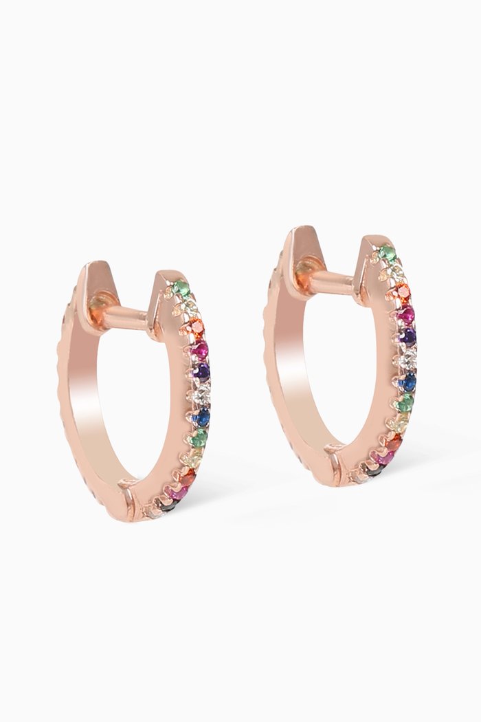 

Multi Stone Hoop Earrings, Multicolour