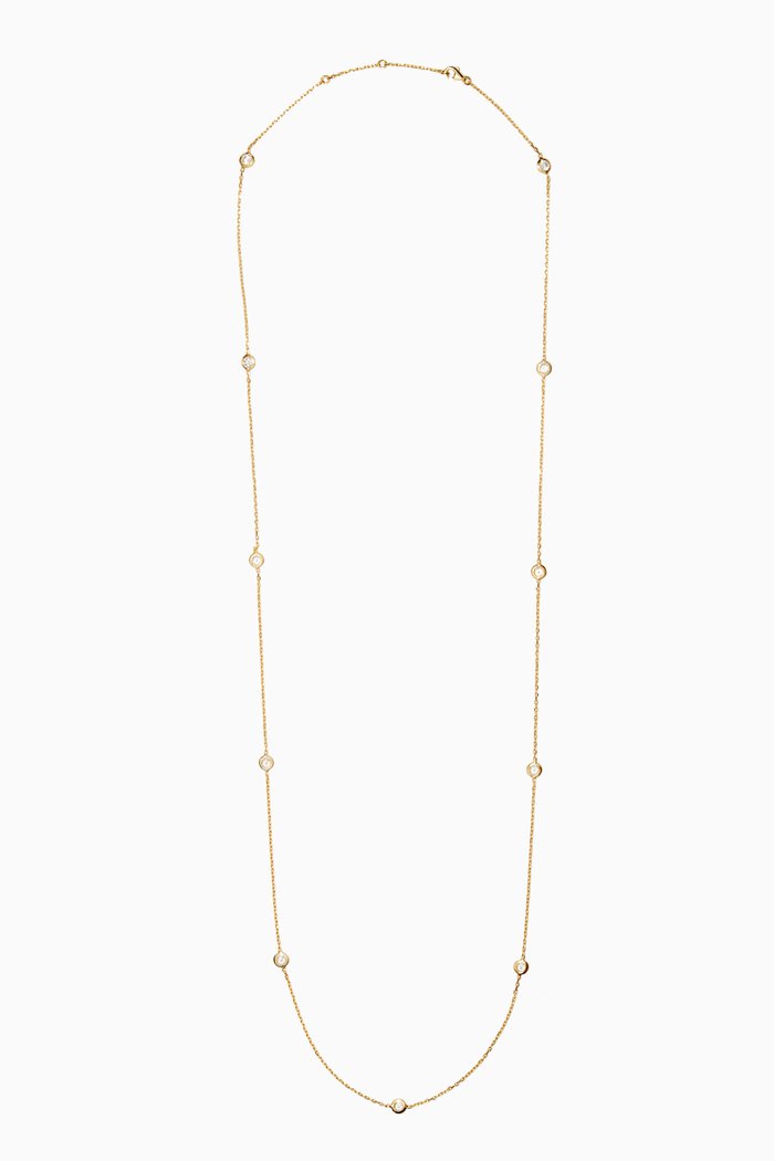 Crystal Station Necklace, Gold