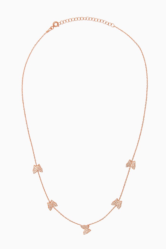 

Butterfly Pavé Chain Necklace, Rose gold