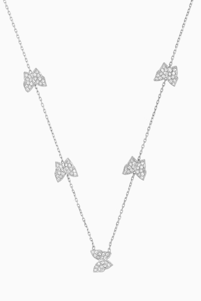 

Butterfly Pavé Chain Necklace, Silver