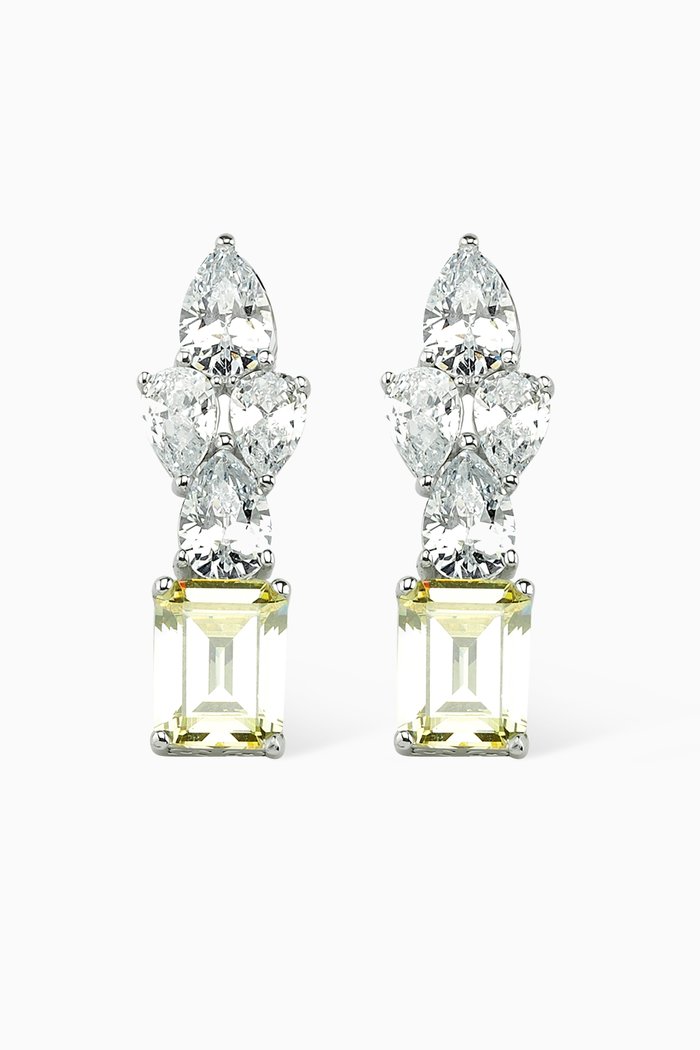 

Crystal Clip Earrings, Silver