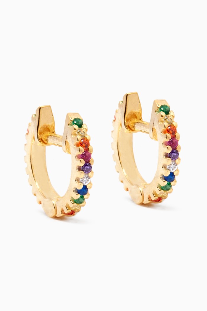 

Multi Stone Hoop Earrings, Multicolour
