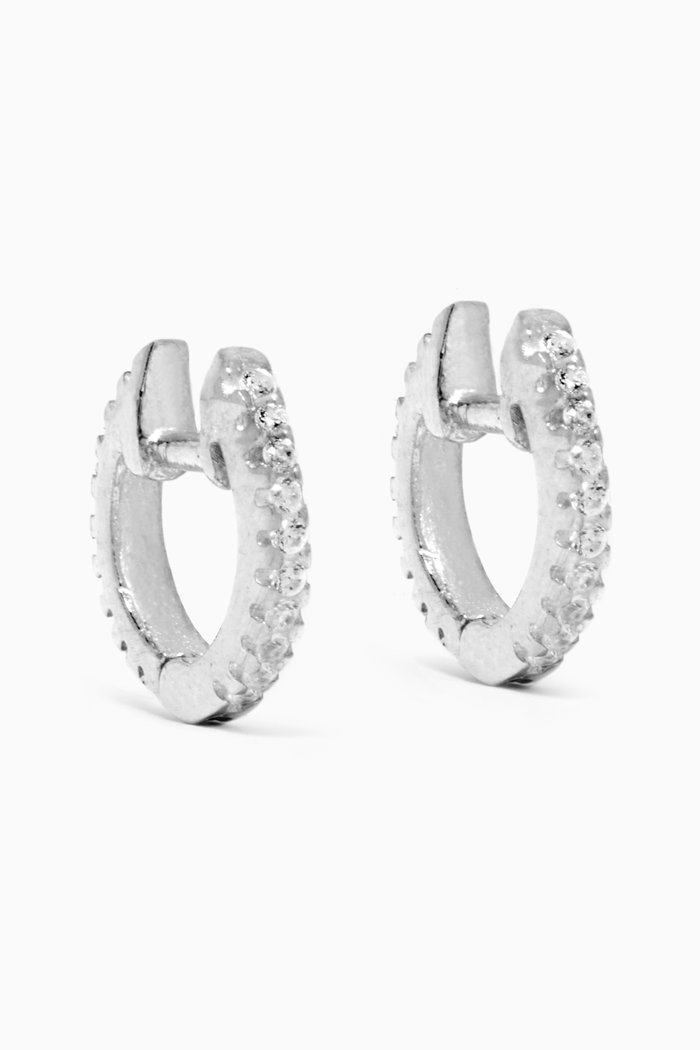 

Pavé Zircon Stone Huggies, Silver
