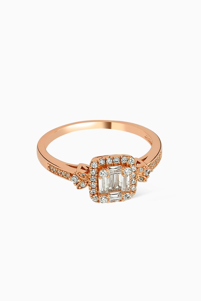 

Square Baguette Ring, Rose gold