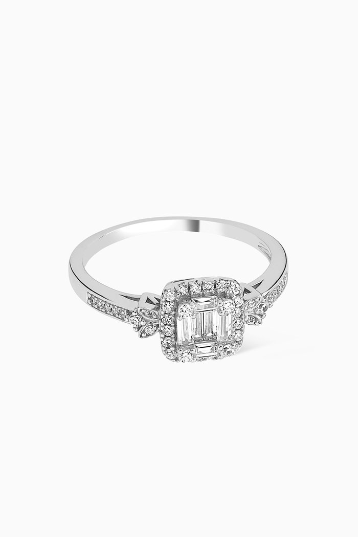 

Square Baguette Ring, Silver