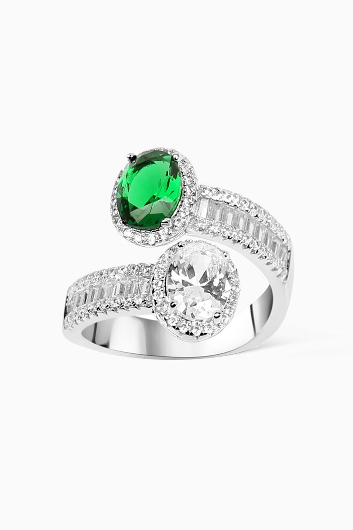

Emerald Stone Twisted Ring, Green