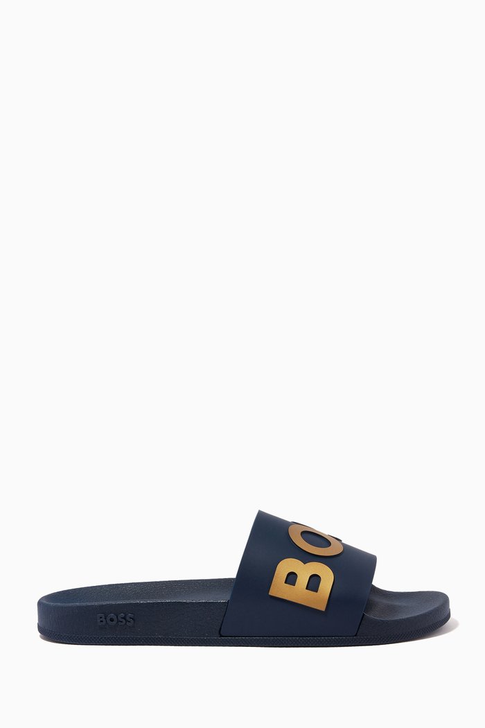 

Logo Pool Slide Sandals in Rubber, Blue