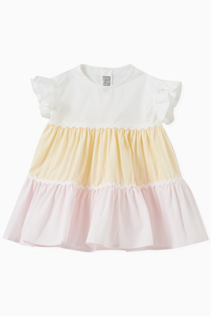 

Striped Flounce Dress in Cotton, Multicolour