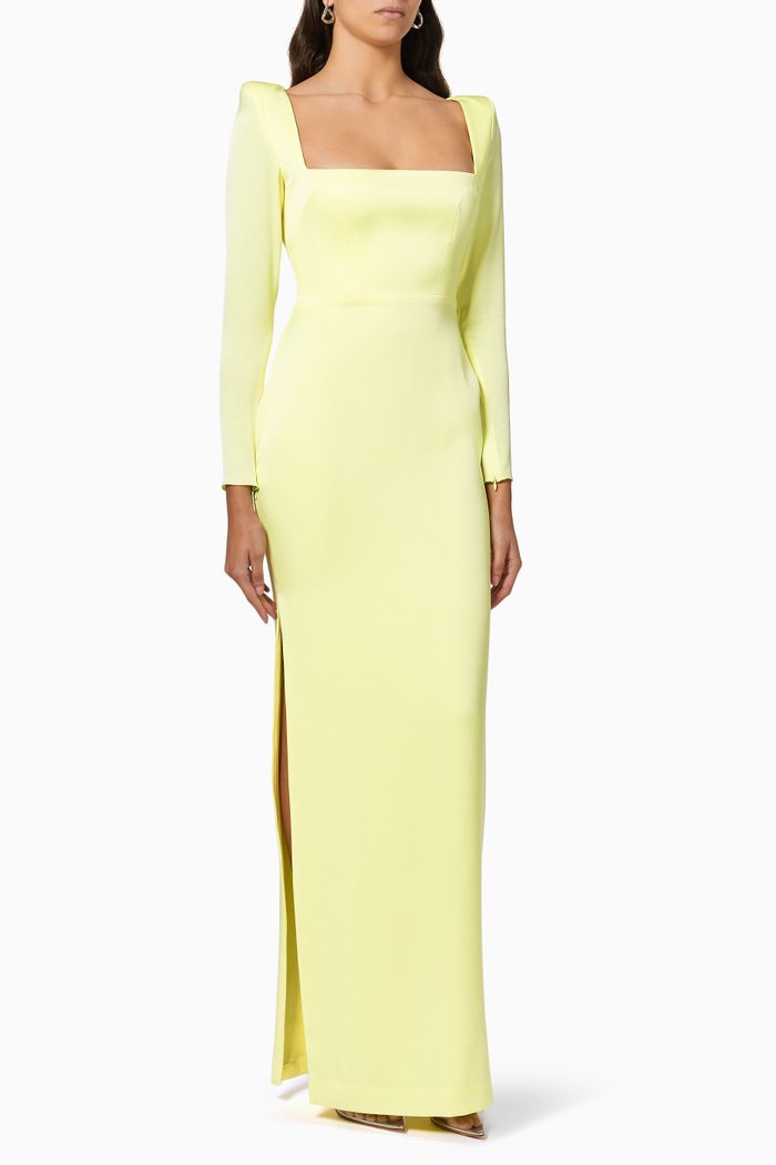 

Lawson Portrait Column Gown in Satin Crepe, Yellow