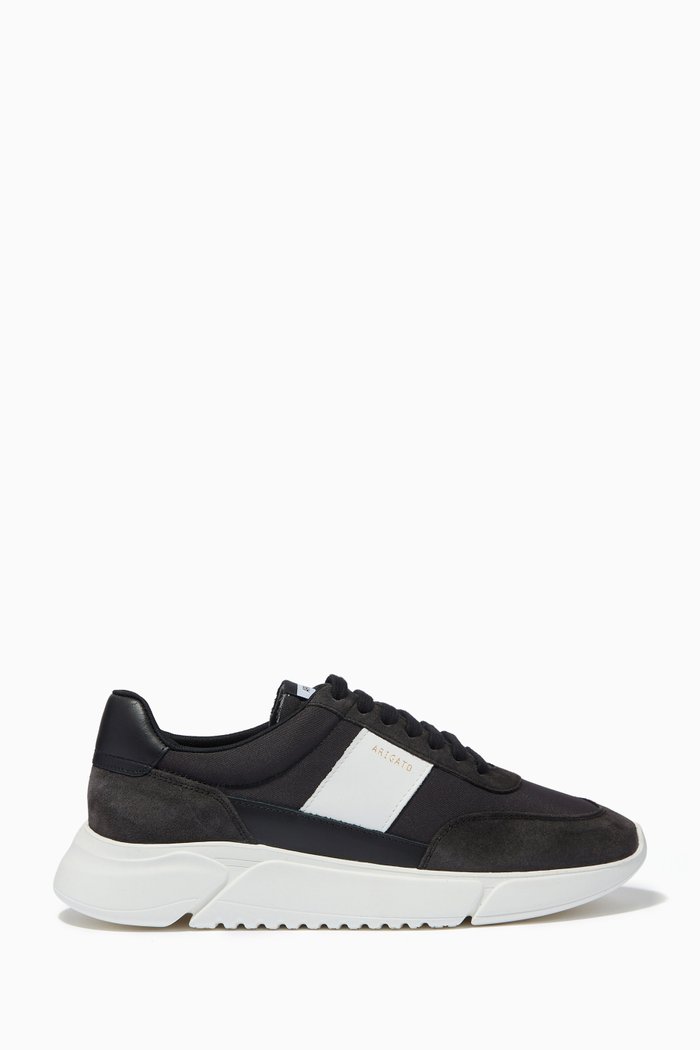 

Genesis Vintage Runner Sneakers in Leather & Fabric, Black