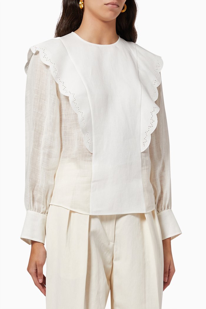 

Embroidered Shirt in Panama Aloe Linen, White