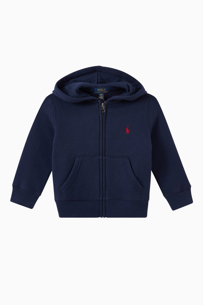 

Embroidered Logo Hoodie in Cotton, Blue