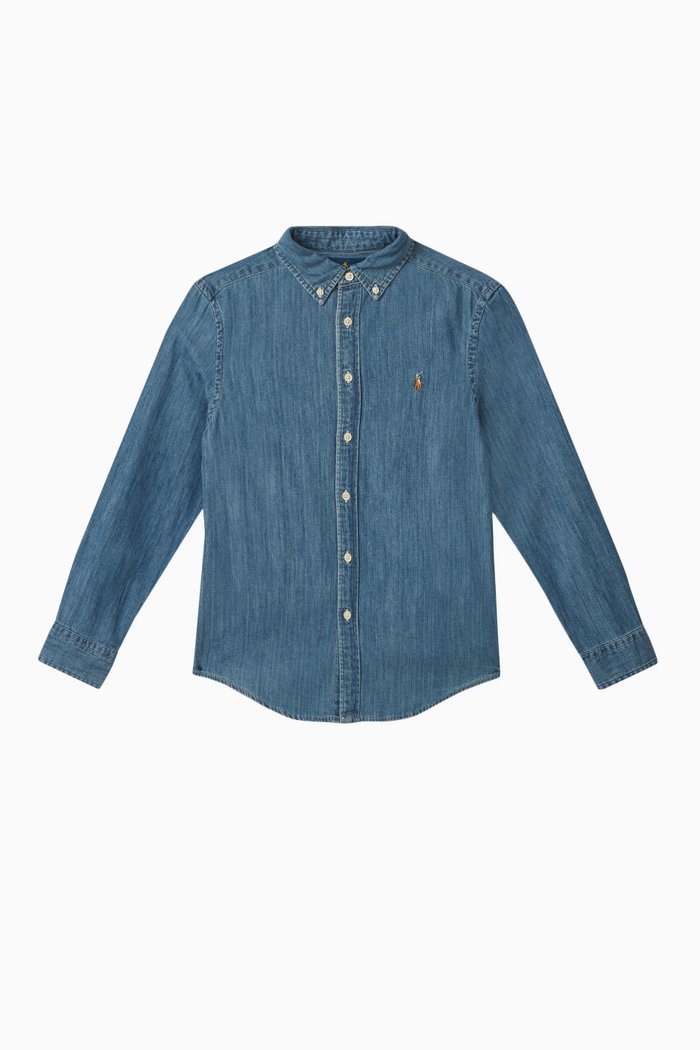 

Logo-embroidered Shirt in Denim, Blue