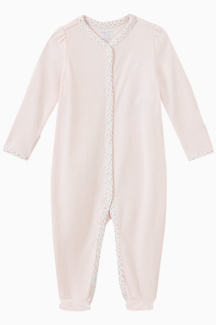 

Floral-Trim Bodysuit, Pink
